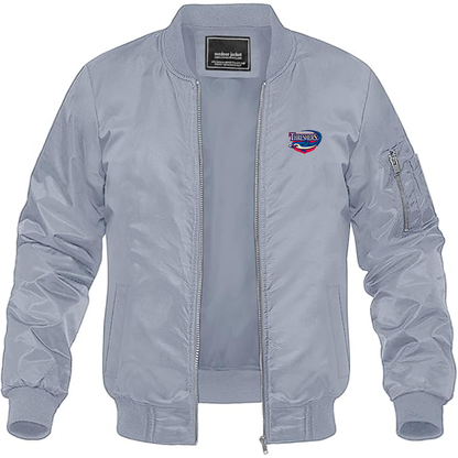 Men's Clearwater Threshers Logo Lightweight Bomber Jacket Windbreaker Softshell Varsity Jacket Coat