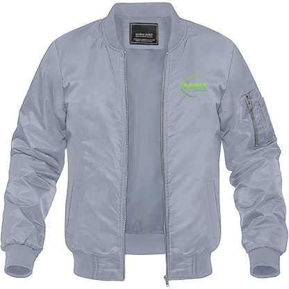 Men's Mint Radio Logo Lightweight Bomber Jacket Windbreaker Softshell Varsity Jacket Coat