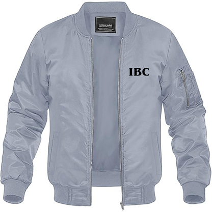 Men's IBC Logo Lightweight Bomber Jacket Windbreaker Softshell Varsity Jacket Coat