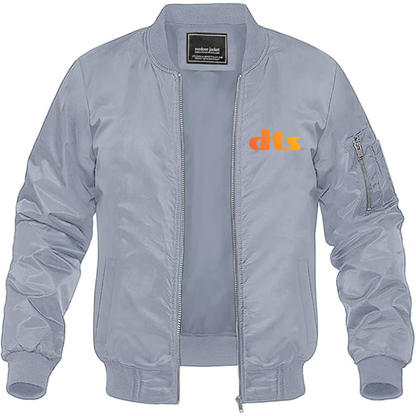 Men's DTS Logo Lightweight Bomber Jacket Windbreaker Softshell Varsity Jacket Coat