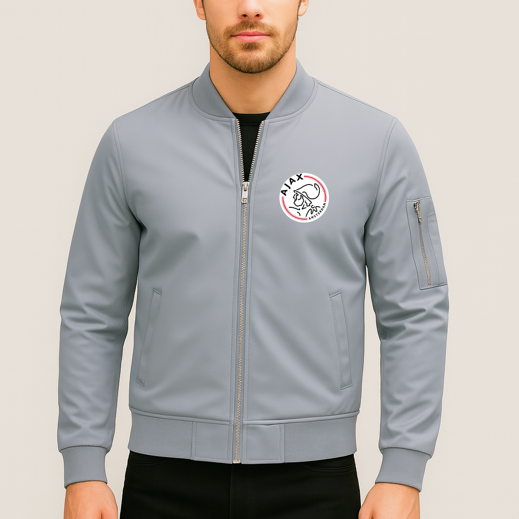 Men's Amsterdamsche FC Ajax Lightweight Bomber Jacket - Grey