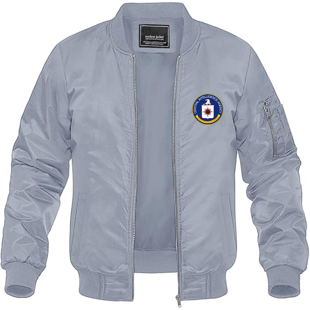 Men's CIA Logo Lightweight Bomber Jacket Windbreaker Softshell Varsity Jacket Coat