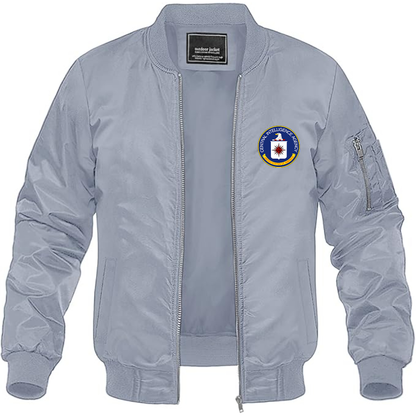 Men's CIA Logo Lightweight Bomber Jacket Windbreaker Softshell Varsity Jacket Coat