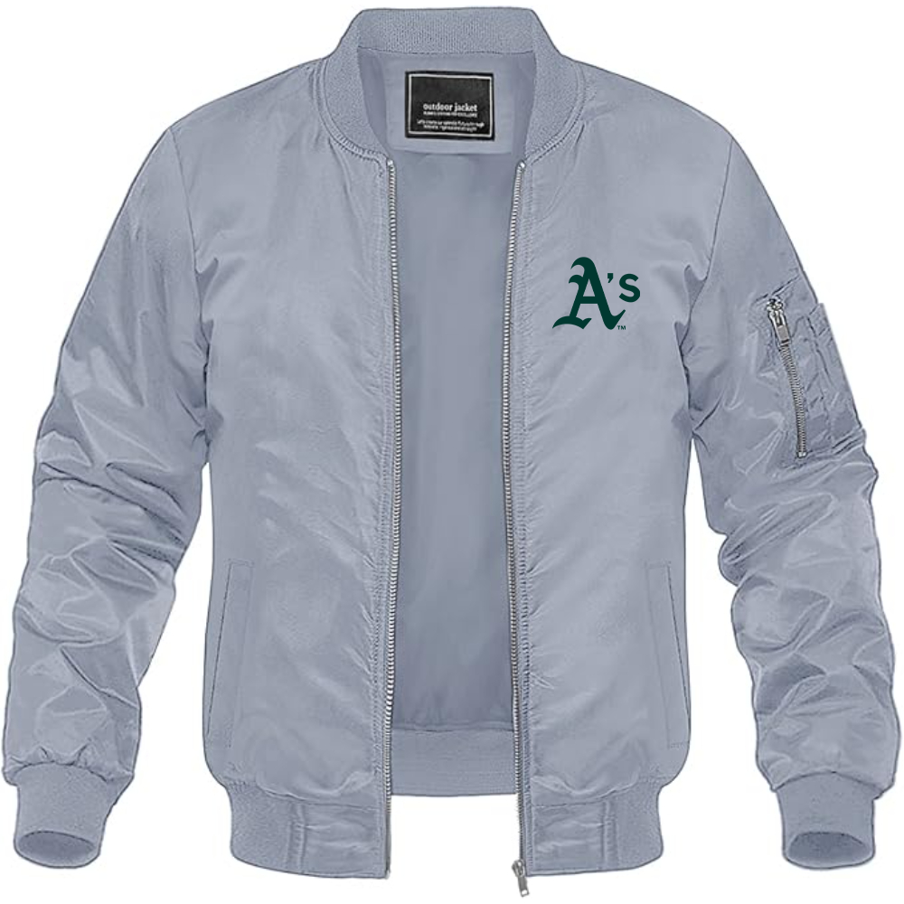 Men's Athletics Logo Lightweight Bomber Jacket Windbreaker Softshell Varsity Jacket Coat