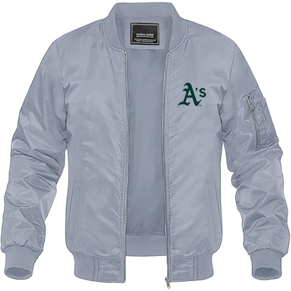 Men's Athletics Logo Lightweight Bomber Jacket Windbreaker Softshell Varsity Jacket Coat