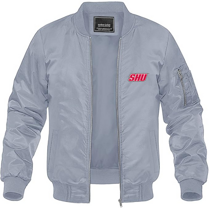 Men's Sacred Heart Pioneers Logo Lightweight Bomber Jacket Windbreaker Softshell Varsity Jacket Coat