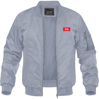 Men's IRA Logo Lightweight Bomber Jacket Windbreaker Softshell Varsity Jacket Coat
