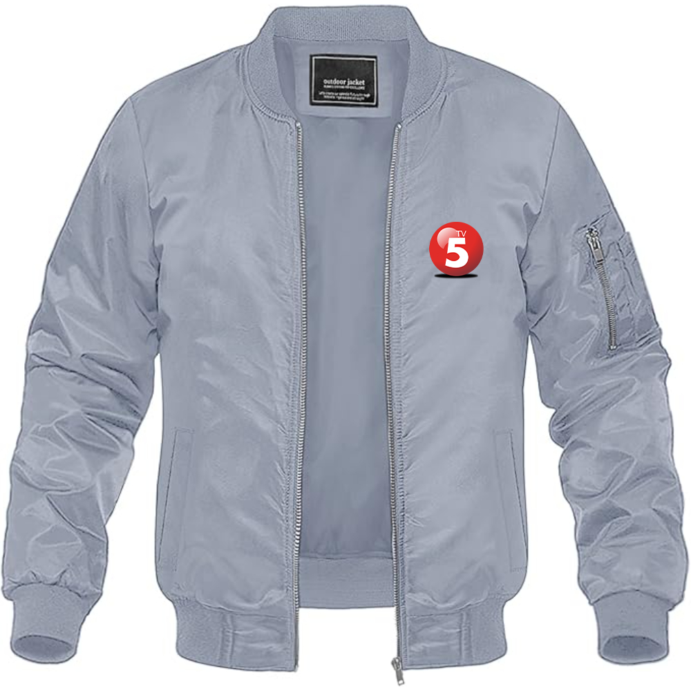 Men's ABC TV5 Logo Lightweight Bomber Jacket Windbreaker Softshell Varsity Jacket Coat