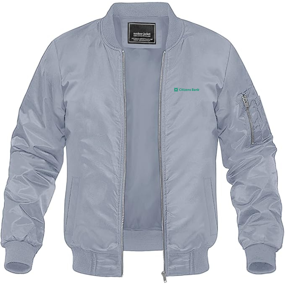 Men's Citizens Bank Logo Lightweight Bomber Jacket Windbreaker Softshell Varsity Jacket Coat