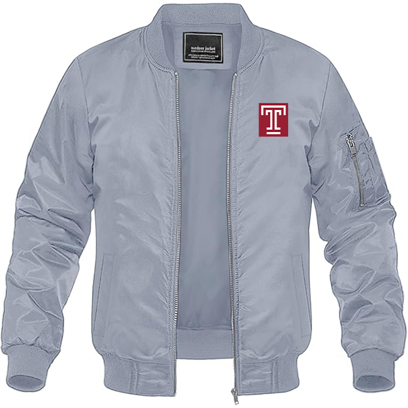 Men's Temple Owls Lightweight Bomber Jacket - Grey