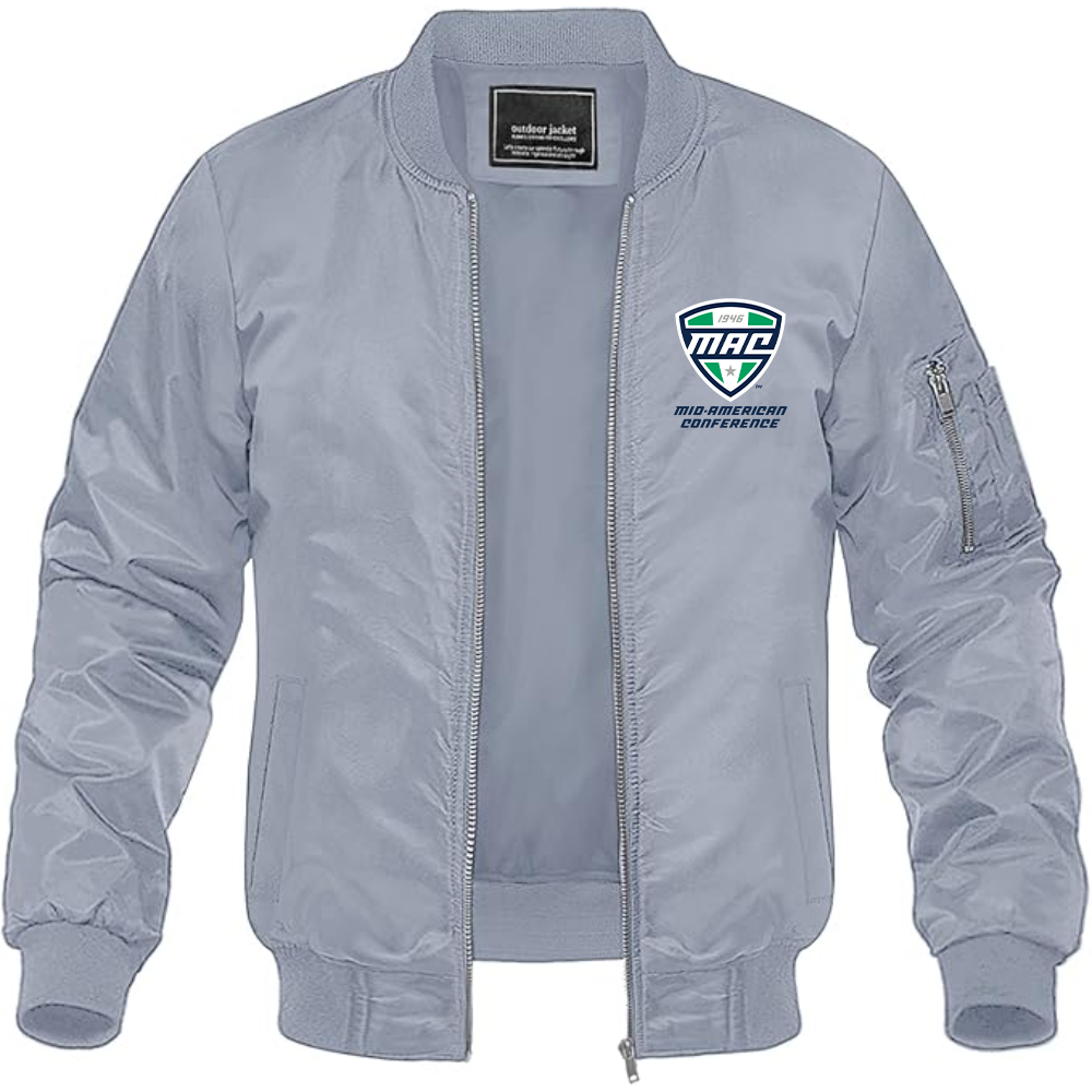Men's Mid American Conference Logo Lightweight Bomber Jacket Windbreaker Softshell Varsity Jacket Coat