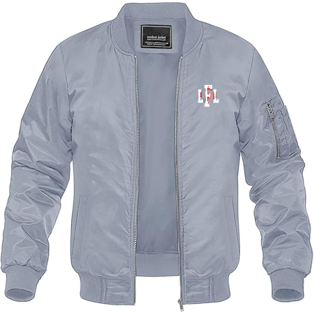 Men's LFL Canada Logo Lightweight Bomber Jacket Windbreaker Softshell Varsity Jacket Coat