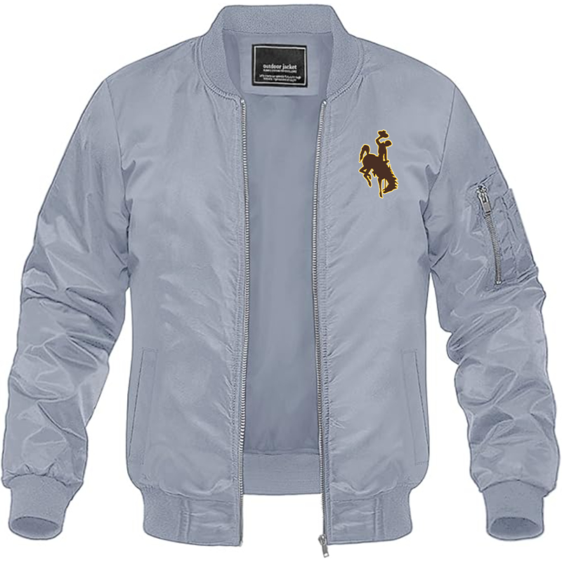 Men's Wyoming Cowboys Lightweight Bomber Jacket - Grey