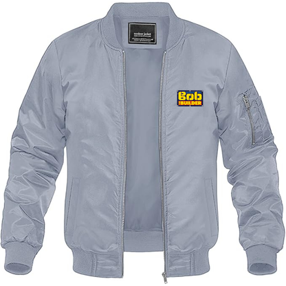 Men's Bob the Builder Logo Lightweight Bomber Jacket Windbreaker Softshell Varsity Jacket Coat
