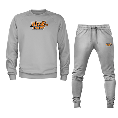 Men's RIT Tigers Logo Crewneck Sweatshirt Joggers Suit