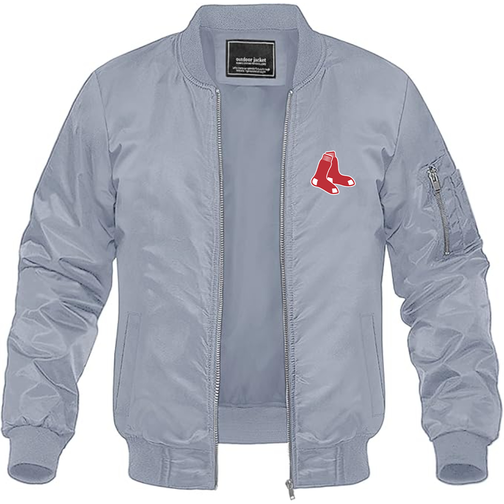 Men's Boston Red Sox Logo Lightweight Bomber Jacket Windbreaker Softshell Varsity Jacket Coat