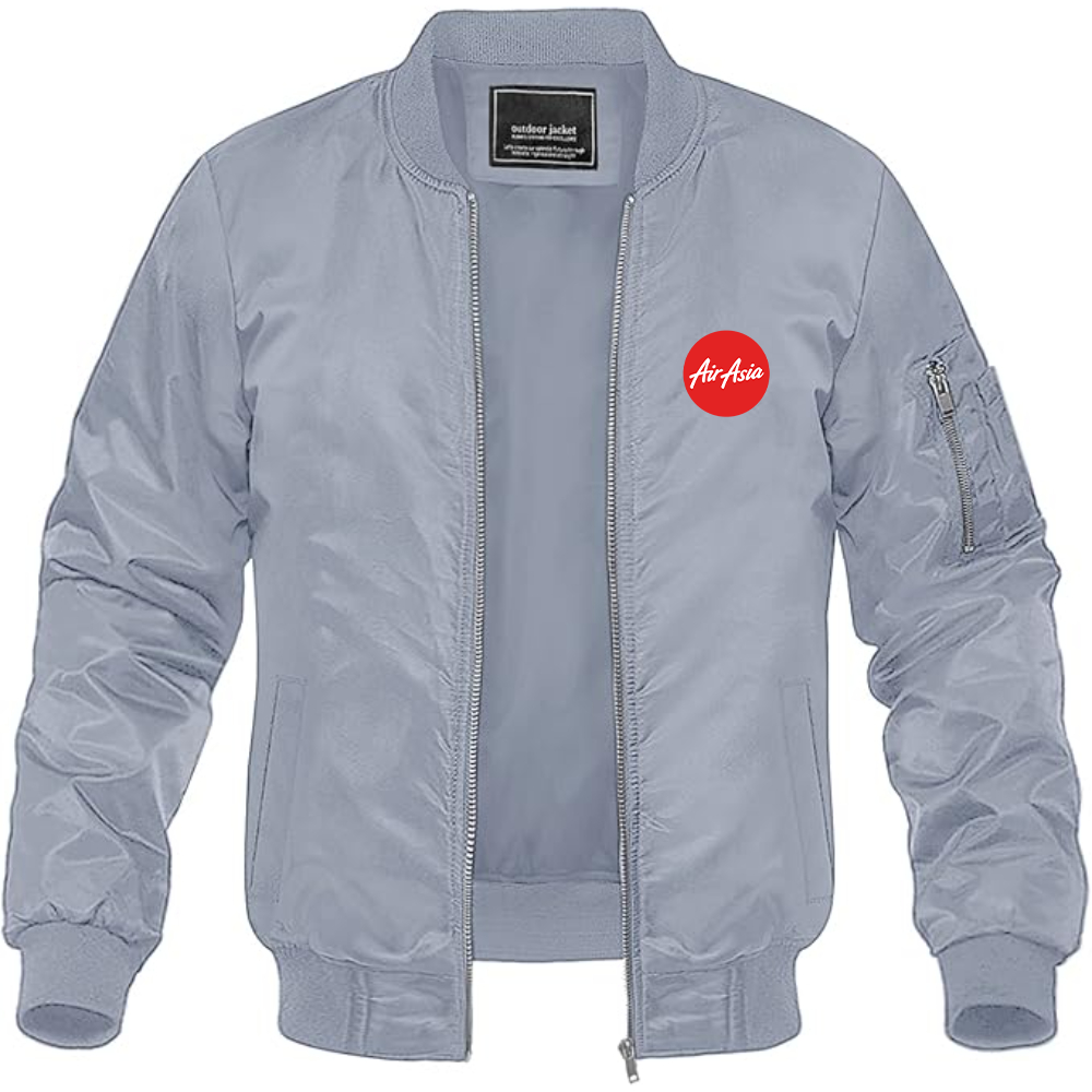 Men's Air Asia Logo Lightweight Bomber Jacket Windbreaker Softshell Varsity Jacket Coat