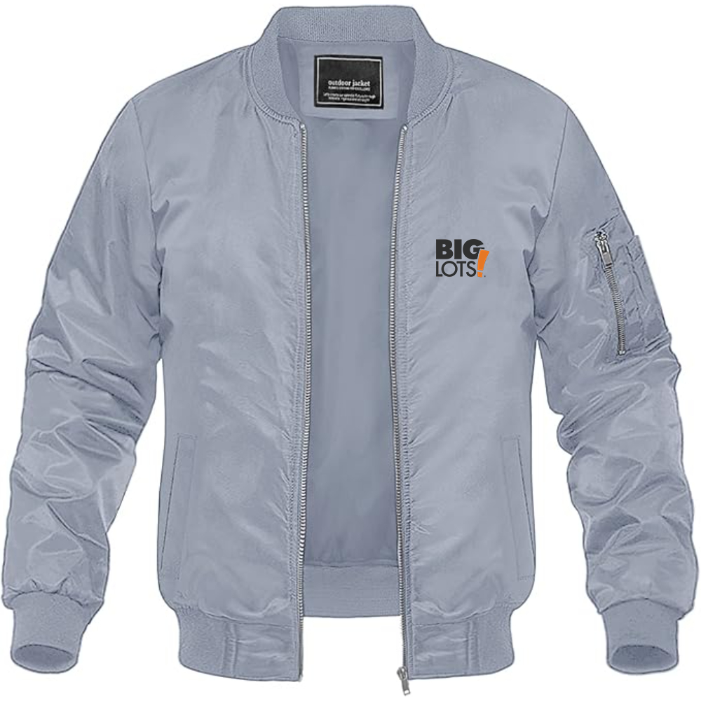 Men's Big Lots Logo Lightweight Bomber Jacket Windbreaker Softshell Varsity Jacket Coat