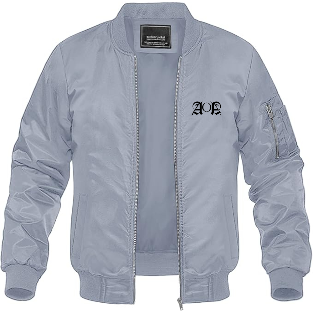 Men's AOA Logo Lightweight Bomber Jacket Windbreaker Softshell Varsity Jacket Coat