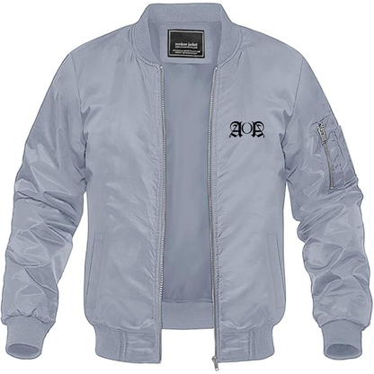 Men's AOA Logo Lightweight Bomber Jacket Windbreaker Softshell Varsity Jacket Coat
