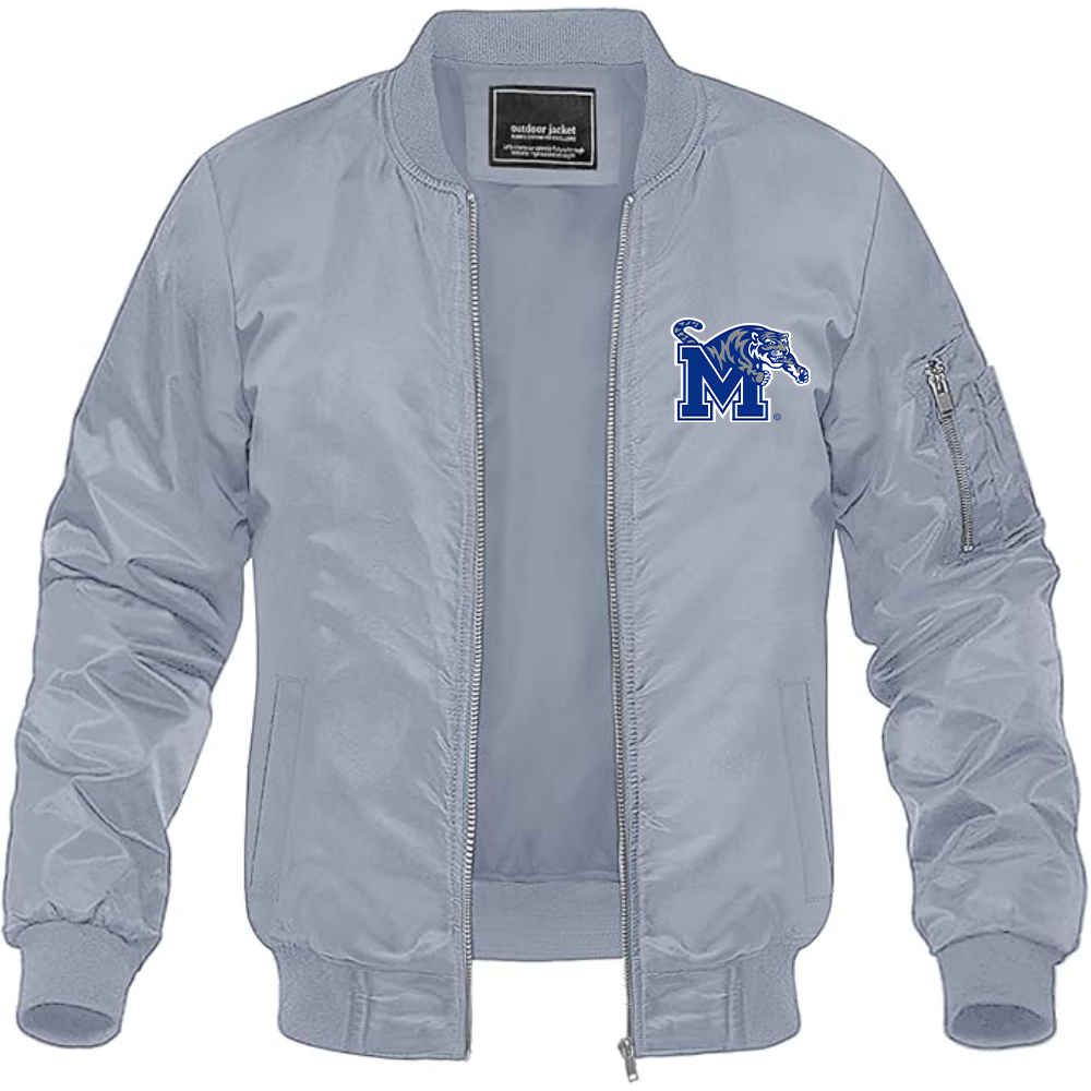 Men's Memphis Tigers Logo Lightweight Bomber Jacket Windbreaker Softshell Varsity Jacket Coat