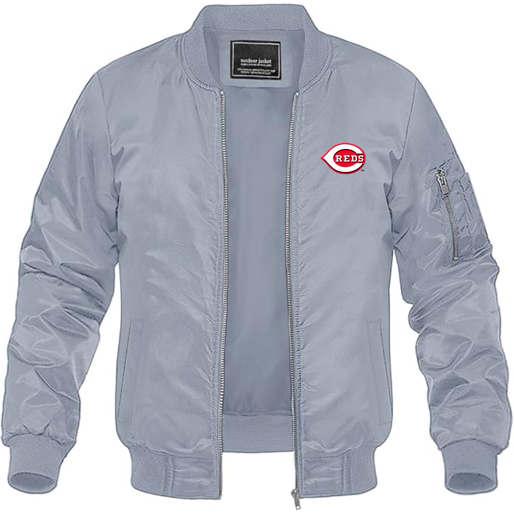 Men's Cincinnati Reds Logo Lightweight Bomber Jacket Windbreaker Softshell Varsity Jacket Coat