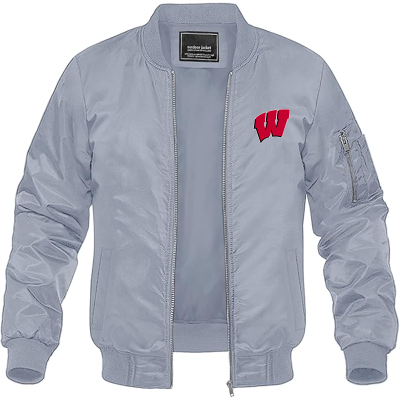 Men's Wisconsin Badgers Lightweight Bomber Jacket - Grey