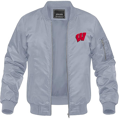 Men's Wisconsin Badgers Lightweight Bomber Jacket - Grey