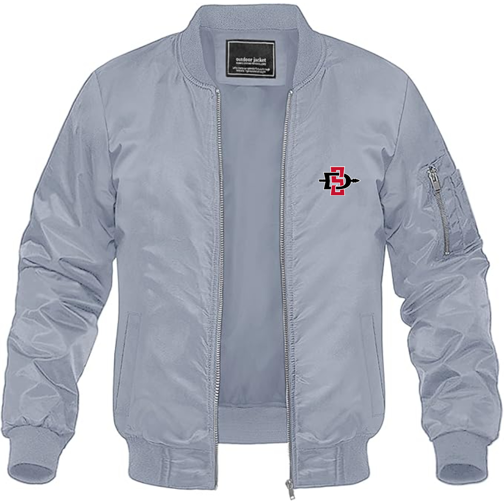 Men's San Diego State Aztecs Logo Lightweight Bomber Jacket Windbreaker Softshell Varsity Jacket Coat