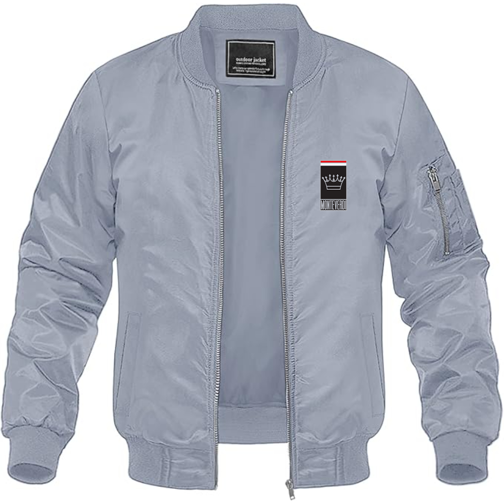 Men's Monteverdi Logo Lightweight Bomber Jacket Windbreaker Softshell Varsity Jacket Coat