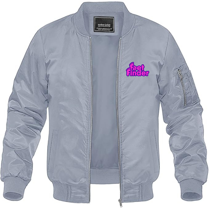 Men's FeetFinder Logo Lightweight Bomber Jacket Windbreaker Softshell Varsity Jacket Coat