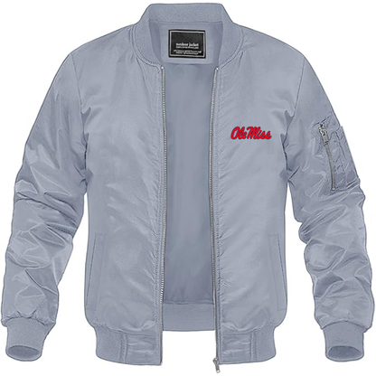 Men's Mississippi Rebels Logo Lightweight Bomber Jacket Windbreaker Softshell Varsity Jacket Coat