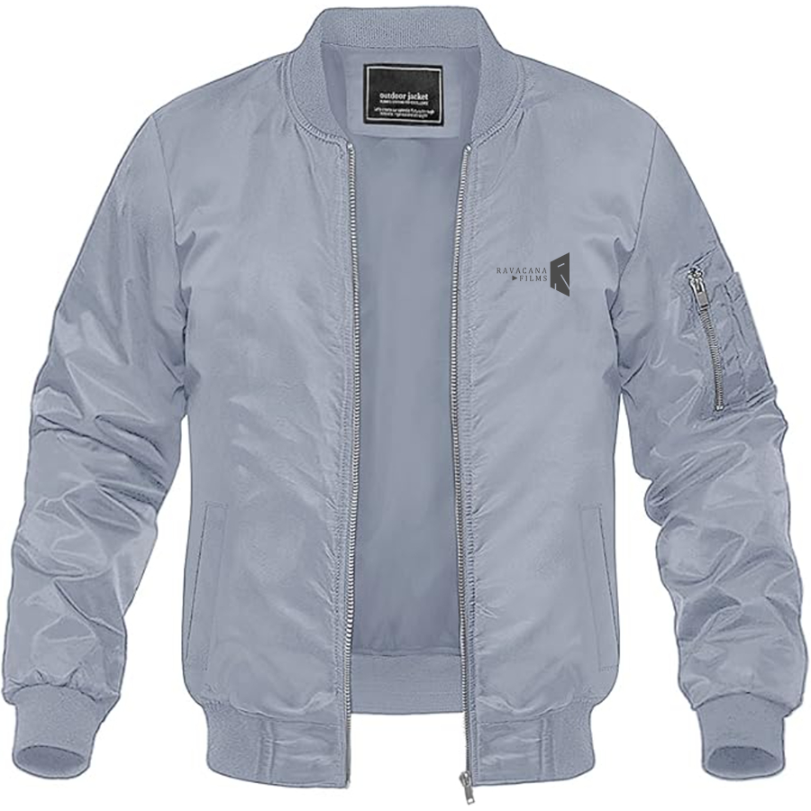 Men's Ravacana Films Logo Lightweight Bomber Jacket Windbreaker Softshell Varsity Jacket Coat
