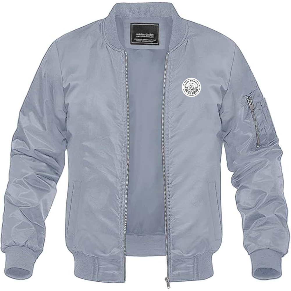 Men's Happy Mammoth Logo Lightweight Bomber Jacket Windbreaker Softshell Varsity Jacket Coat