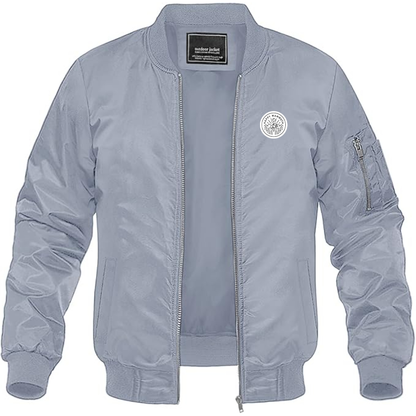 Men's Happy Mammoth Logo Lightweight Bomber Jacket Windbreaker Softshell Varsity Jacket Coat