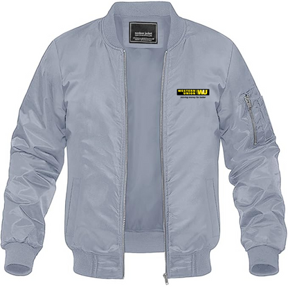 Men's Wastern Union Logo Lightweight Bomber Jacket Windbreaker Softshell Varsity Jacket Coat