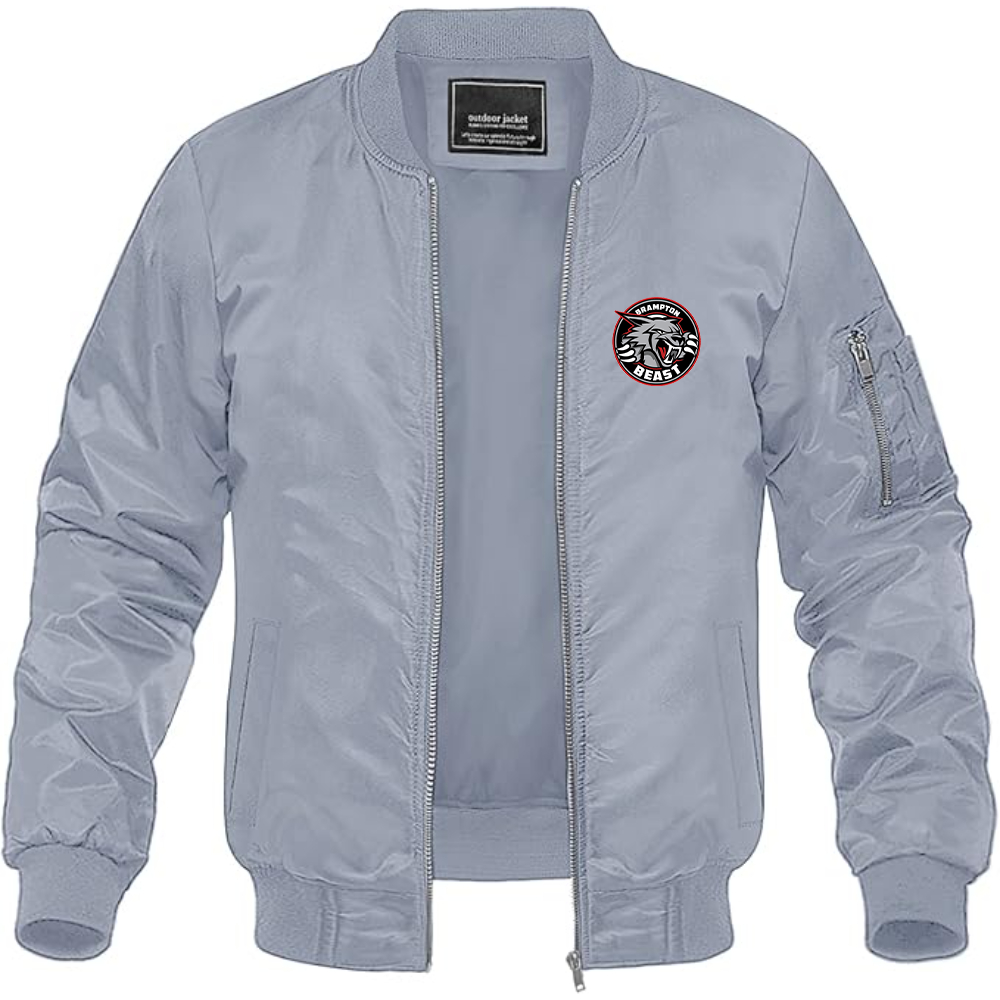 Men's Brampton Beast Logo Lightweight Bomber Jacket Windbreaker Softshell Varsity Jacket Coat