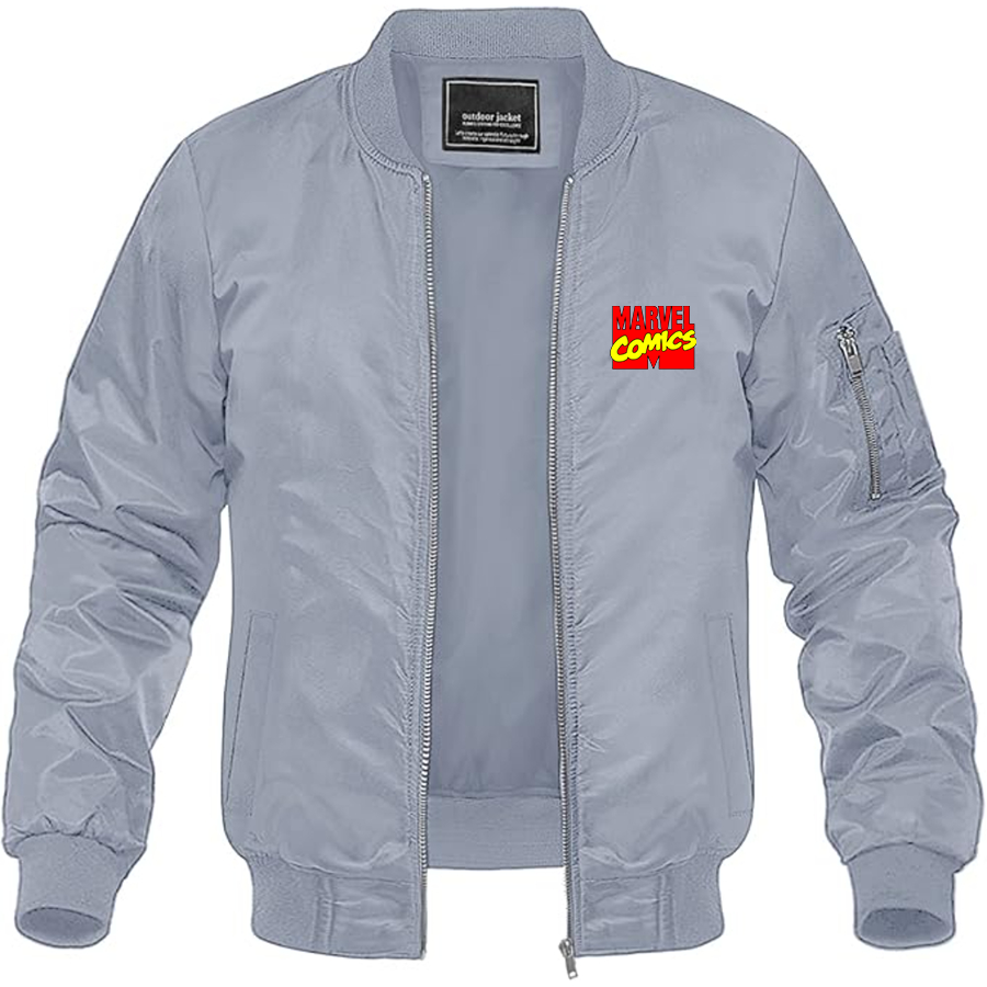 Men's Marvel Comics Logo Lightweight Bomber Jacket Windbreaker Softshell Varsity Jacket Coat