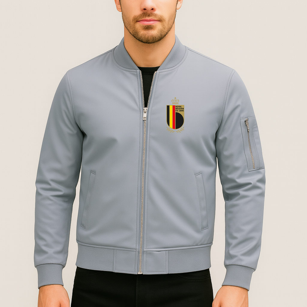 Men's Belgium National Soccer Team Lightweight Bomber Jacket - Grey