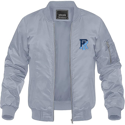 Men's Rhode Island Rams Logo Lightweight Bomber Jacket Windbreaker Softshell Varsity Jacket Coat