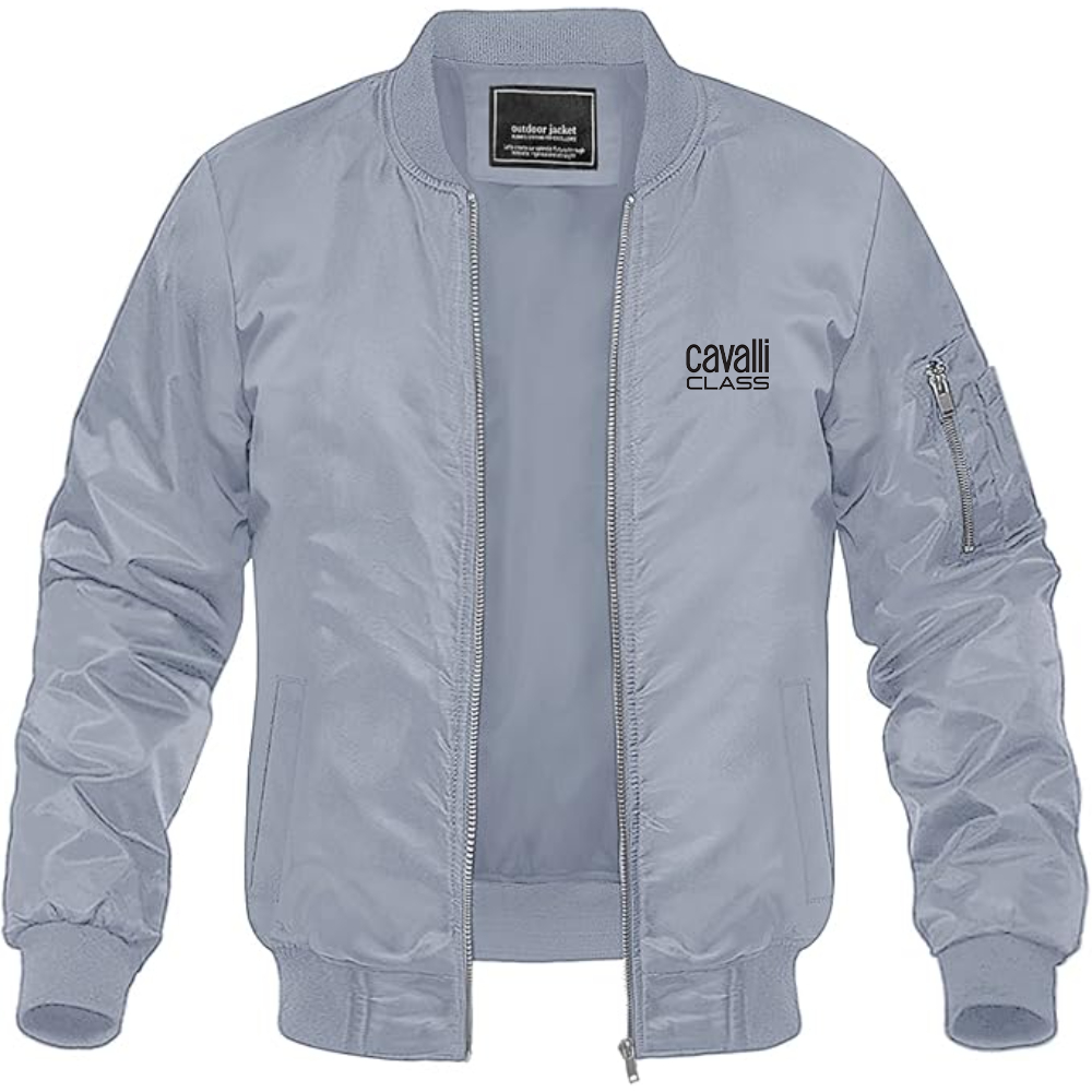 Men's Cavalli Class Logo Lightweight Bomber Jacket Windbreaker Softshell Varsity Jacket Coat