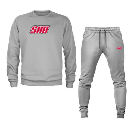 Men's Sacred Heart Pioneers Logo Crewneck Sweatshirt Joggers Suit