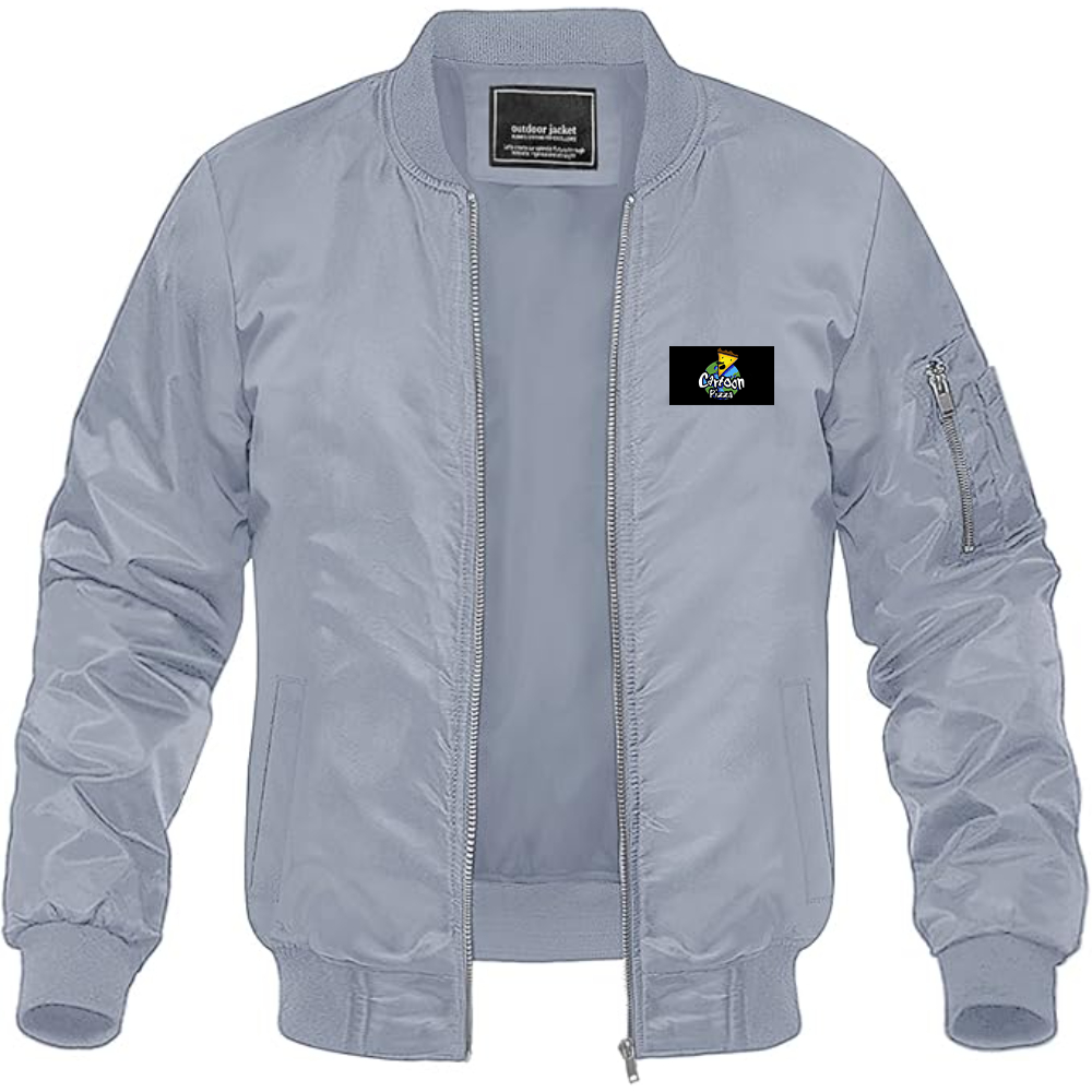 Men's Cartoon Pizza Logo Lightweight Bomber Jacket Windbreaker Softshell Varsity Jacket Coat