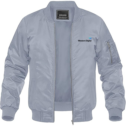 Men's Western Digital Logo Lightweight Bomber Jacket Windbreaker Softshell Varsity Jacket Coat
