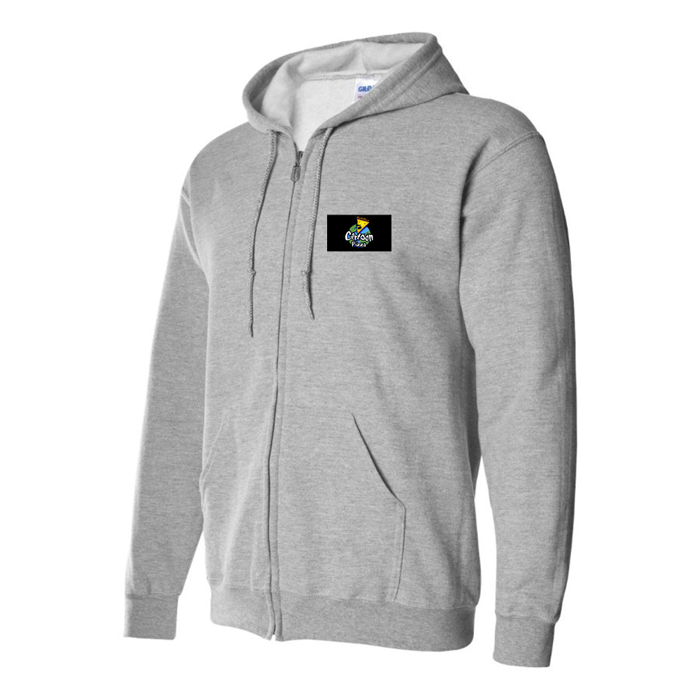 Men's Cartoon Pizza Logo Zipper Hoodie