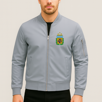 Men's Argentina National Soccer Team Lightweight Bomber Jacket - Grey