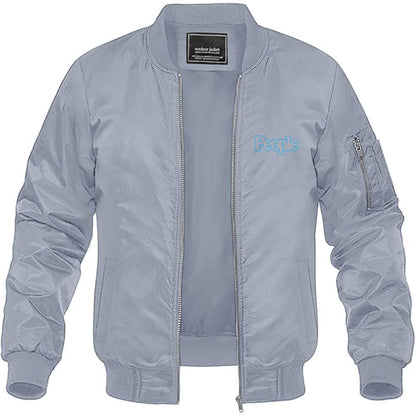 Men's People Magazine Logo Lightweight Bomber Jacket Windbreaker Softshell Varsity Jacket Coat