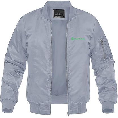 Men's  Ahold Delhaize Vertical Logo Lightweight Bomber Jacket Windbreaker Softshell Varsity Jacket Coat
