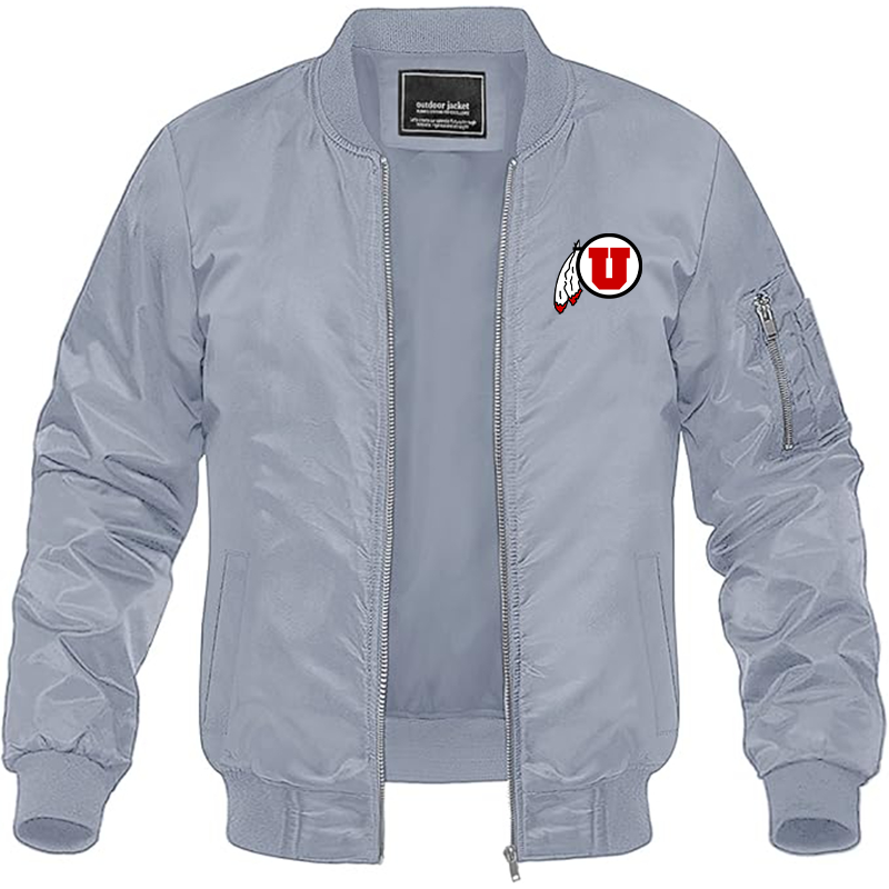 Men's Utah Utes Lightweight Bomber Jacket - Grey