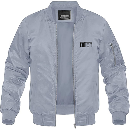 Men's Bitter Logo Lightweight Bomber Jacket Windbreaker Softshell Varsity Jacket Coat